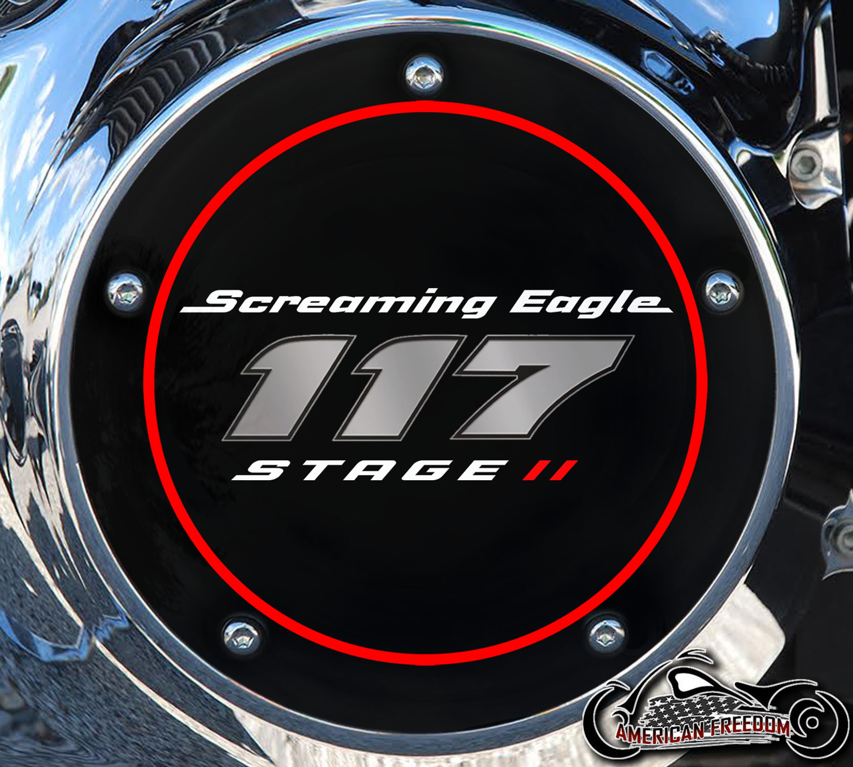 Screaming Eagle Stage II 117 Derby Cover Red Ring